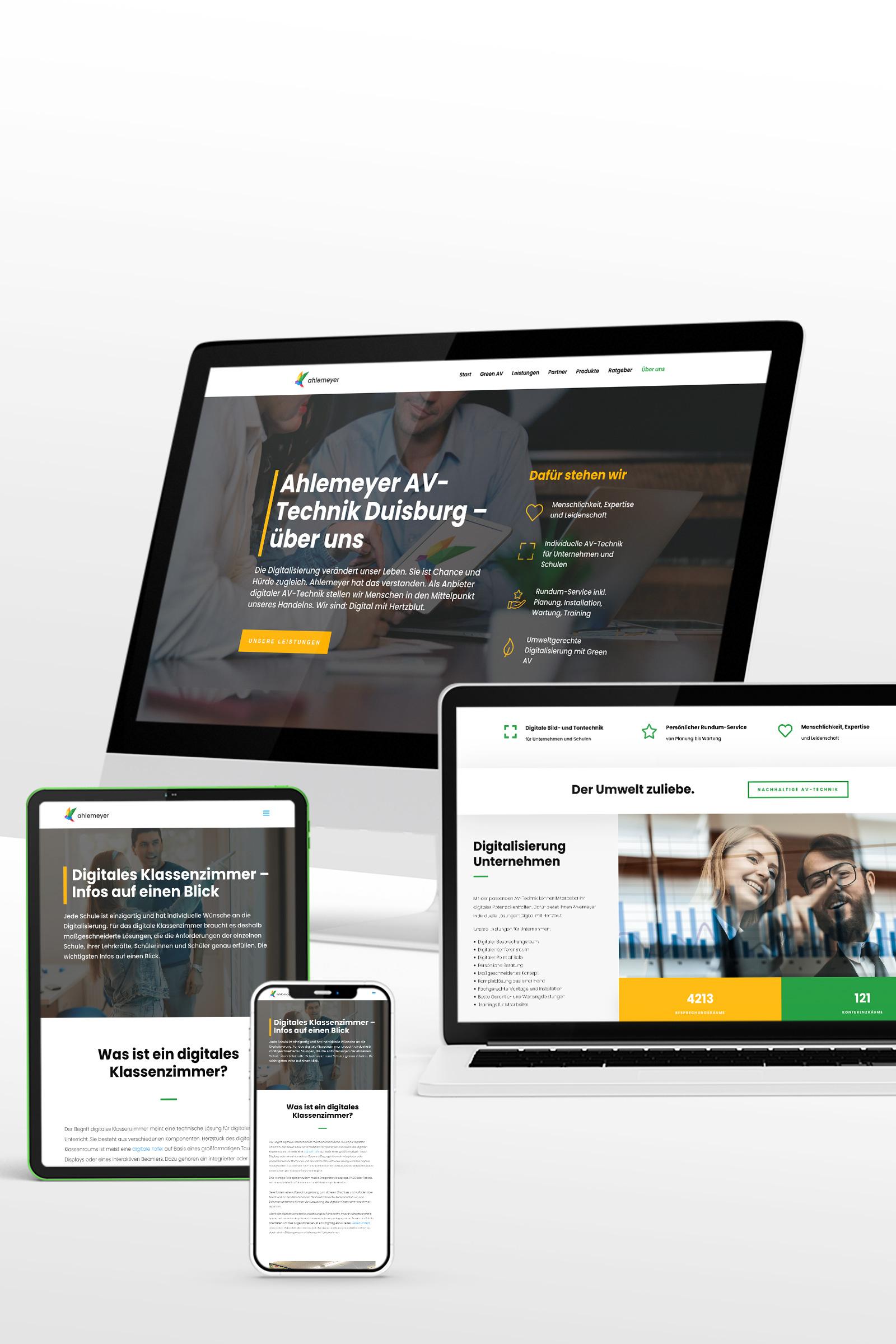 Mockup Webdesign Ahlemeyer auf verschiedenen Endgeräten